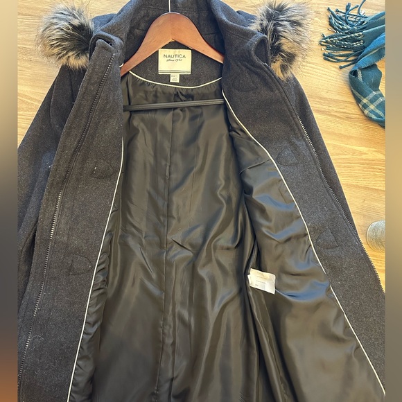 Nautica Dark Gray Wool Winter Coat with Toggle Buttons - Picture 2 of 5